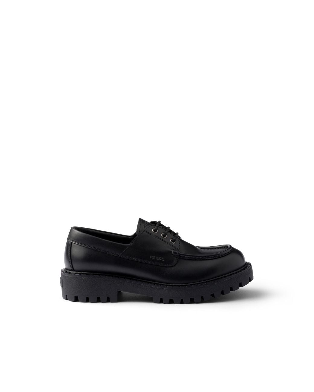 Prada Black Laced Leather Loafers for men