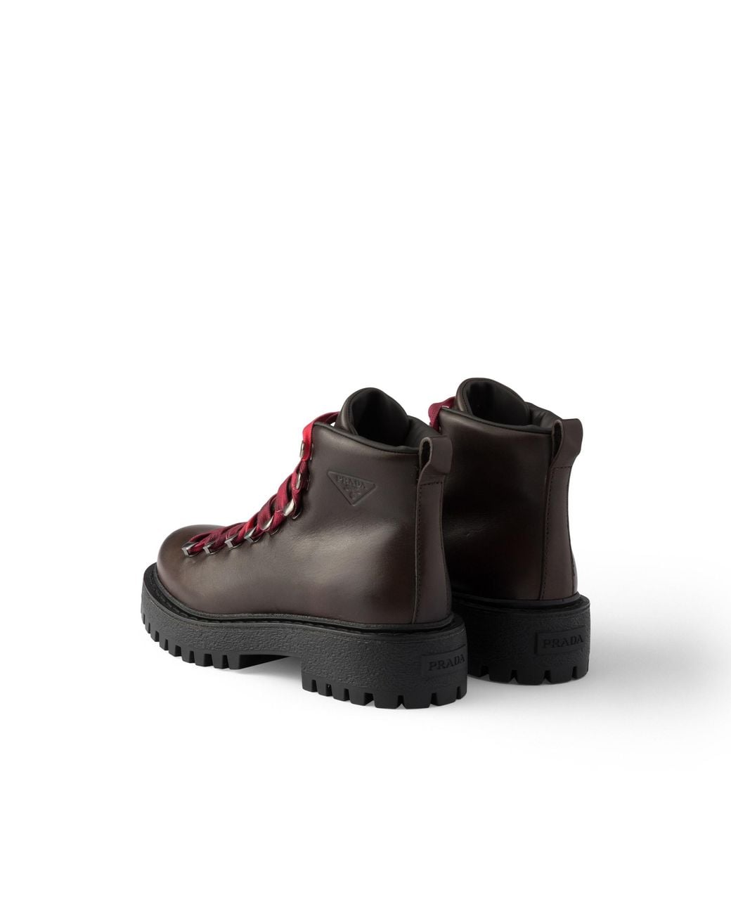 Prada Red Leather Lace-Up Booties