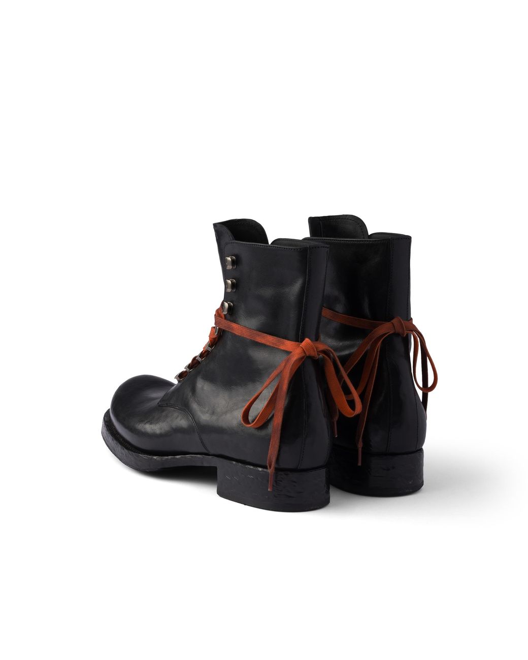Prada Black Leather Laced Booties, Size 7 for men