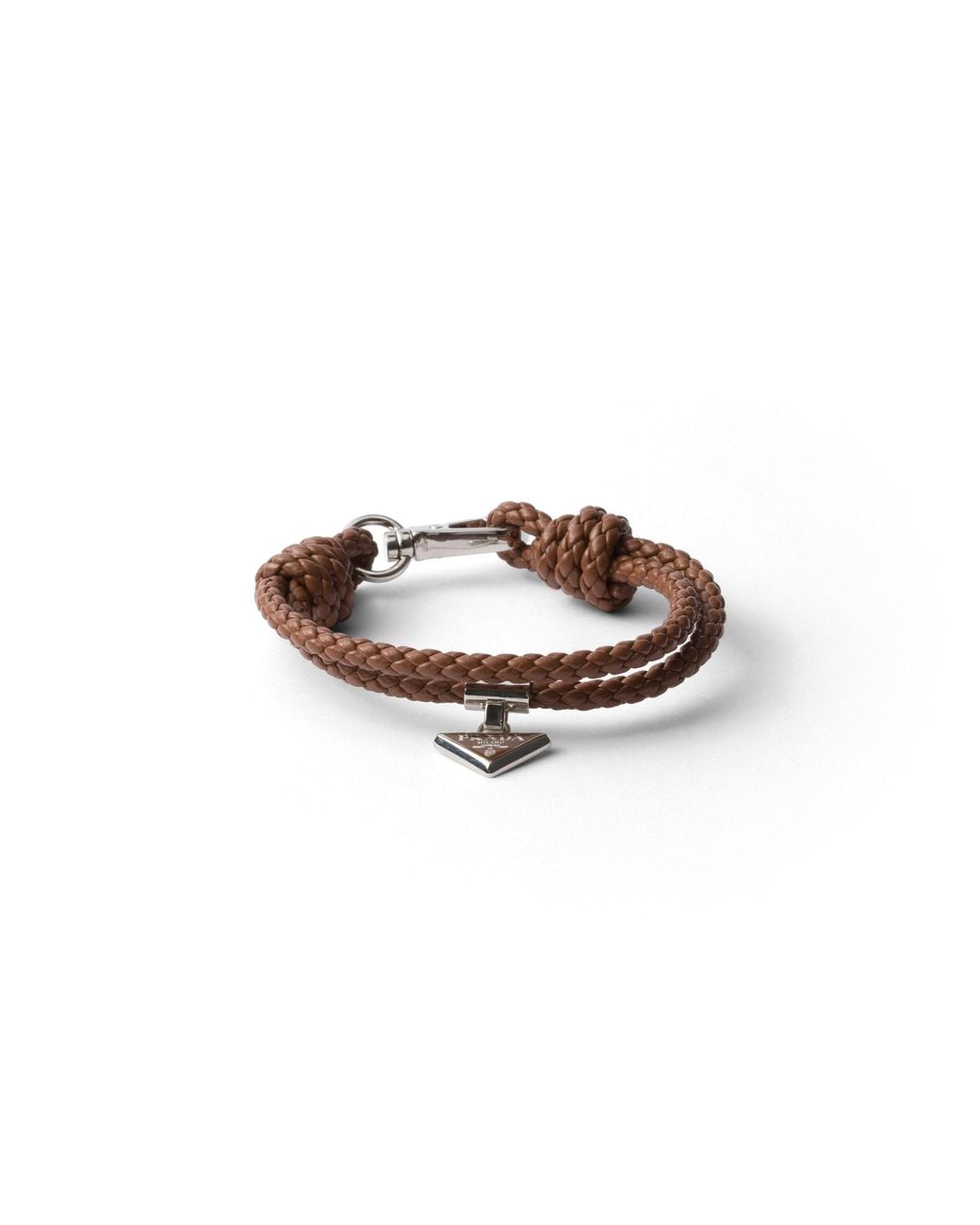 Prada White Braided Nappa Leather Bracelet for men