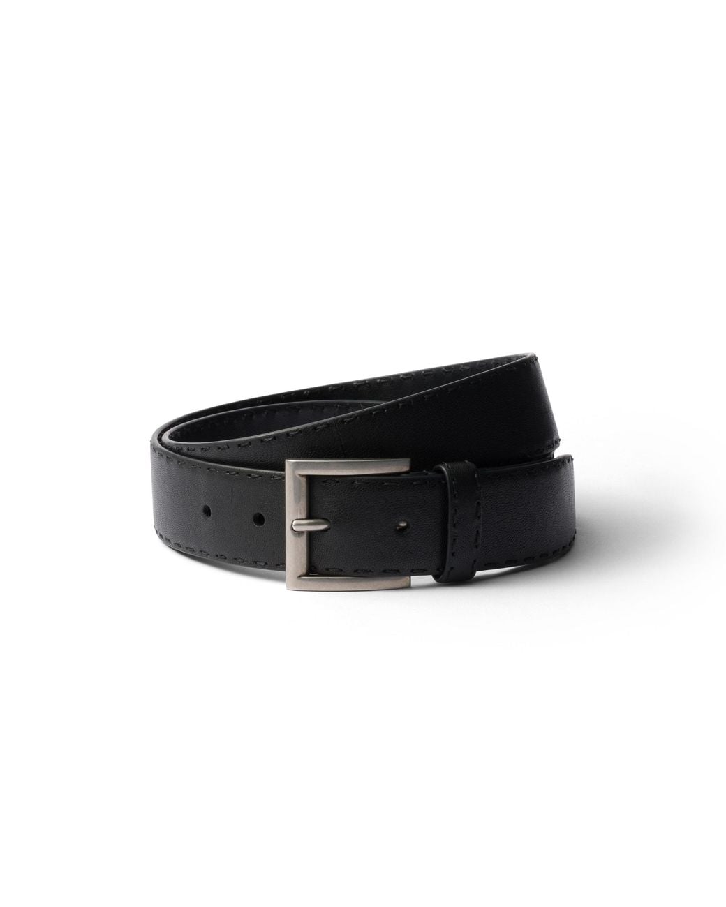 Prada Black Antiqued Leather Belt for men