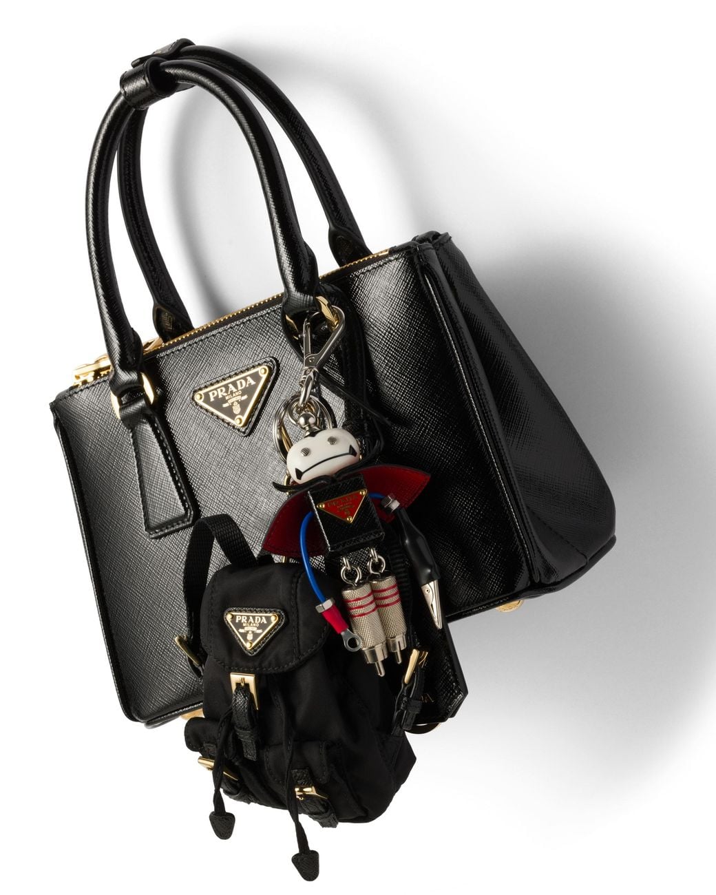 Prada Black Mini Icon Re-Nylon Keychain Charm