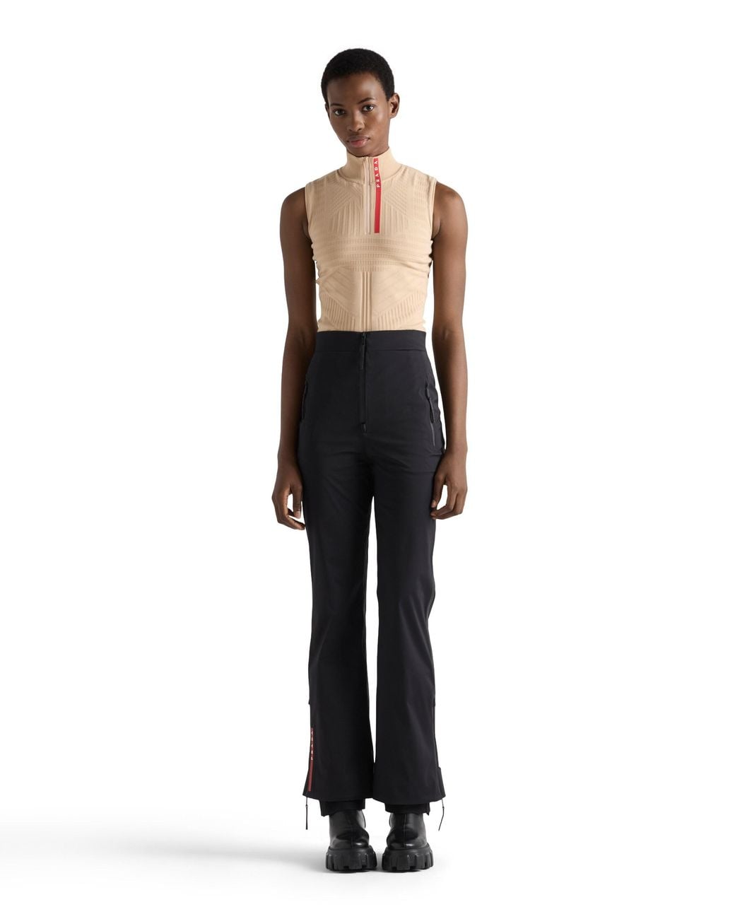 Prada Natural Re-Nylon Turtleneck Top, Albino