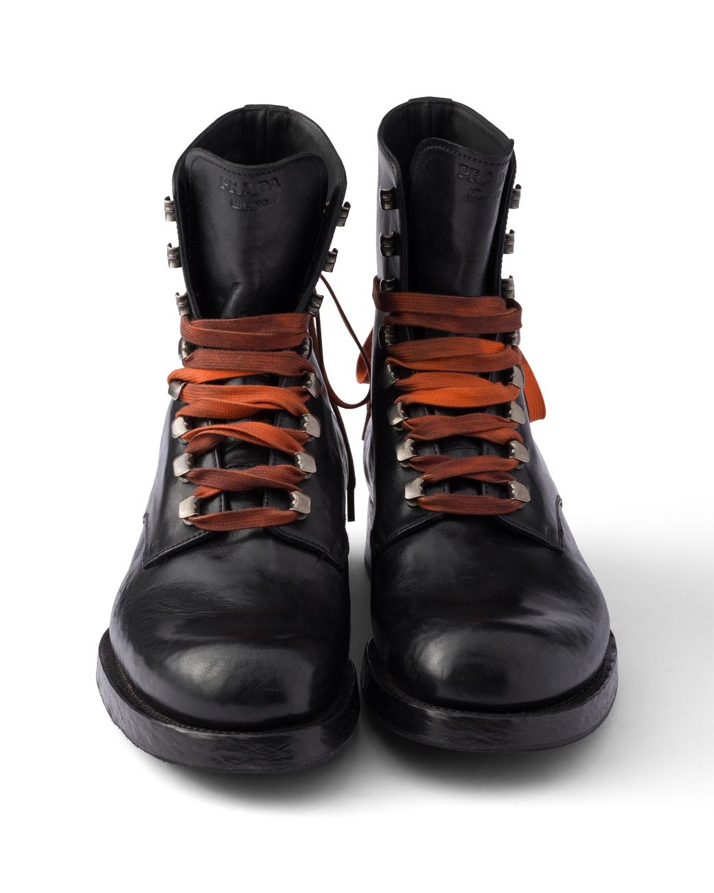 Prada Black Leather Laced Booties, Size 7 for men