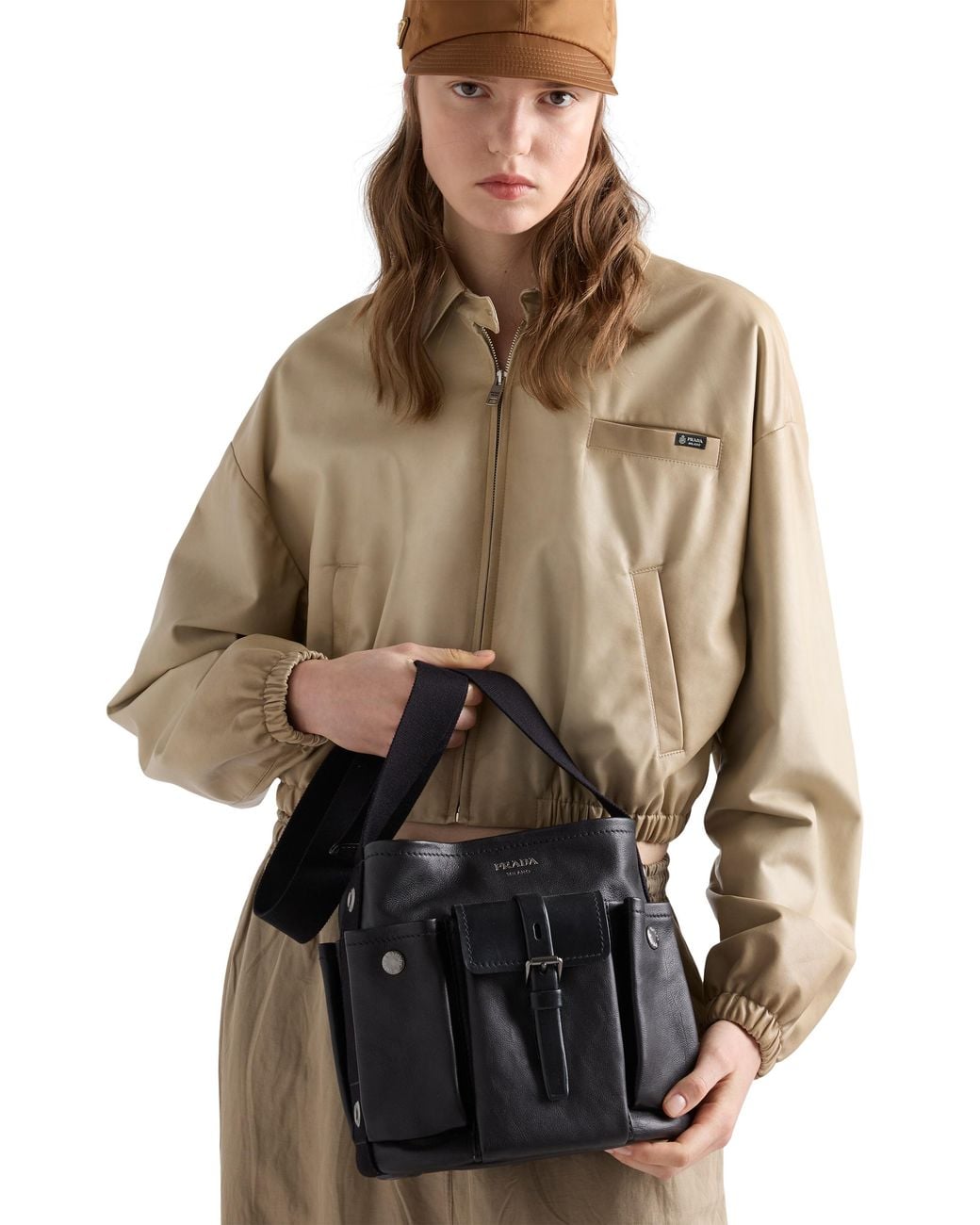 Prada Black Route Leather Mini-Bucket Bag