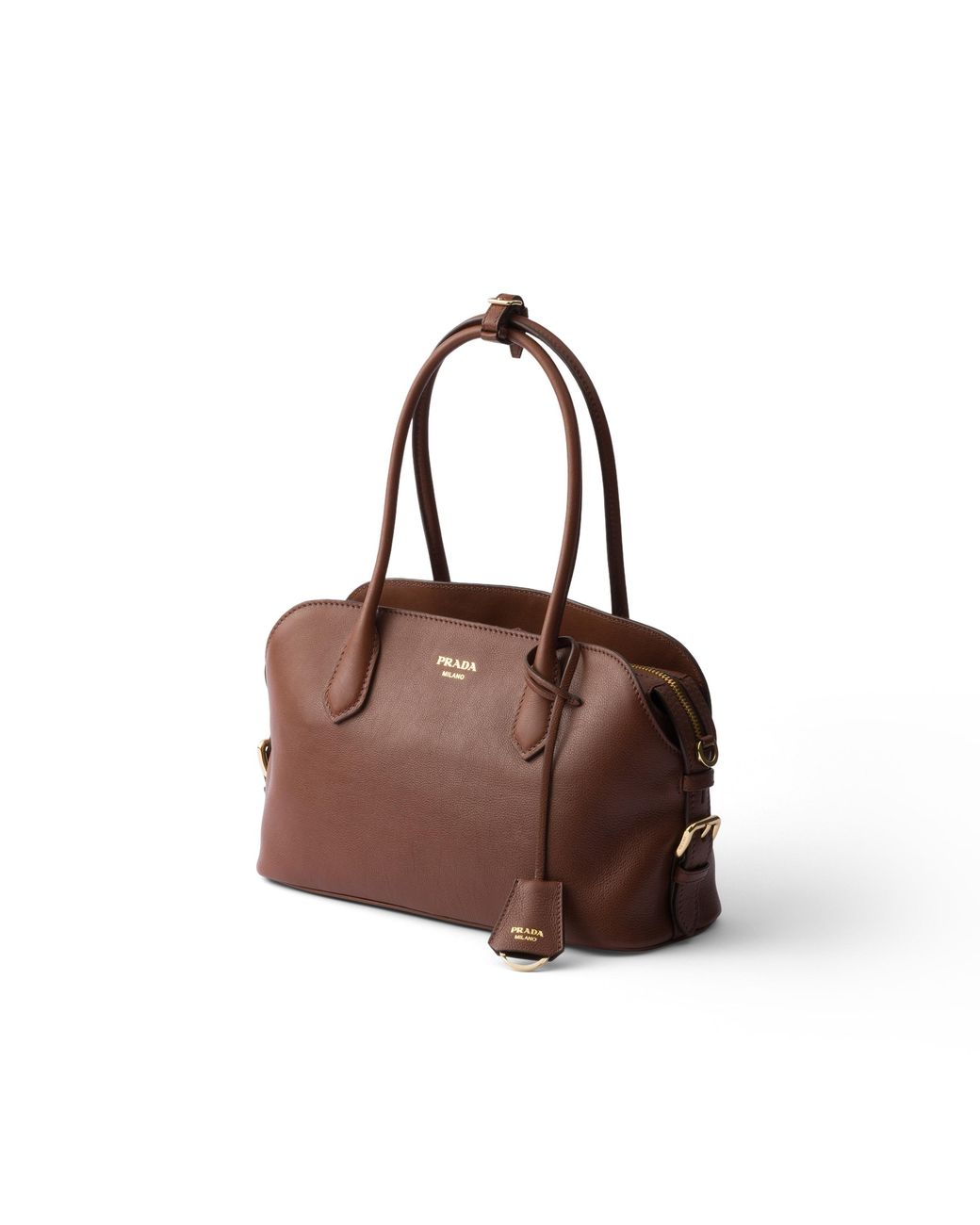 Prada Brown Signet Medium Leather Tote Bag