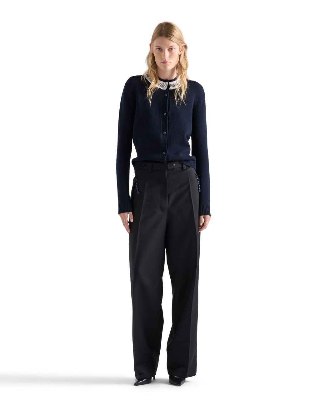 Prada Blue Wool And Cashmere Cardigan