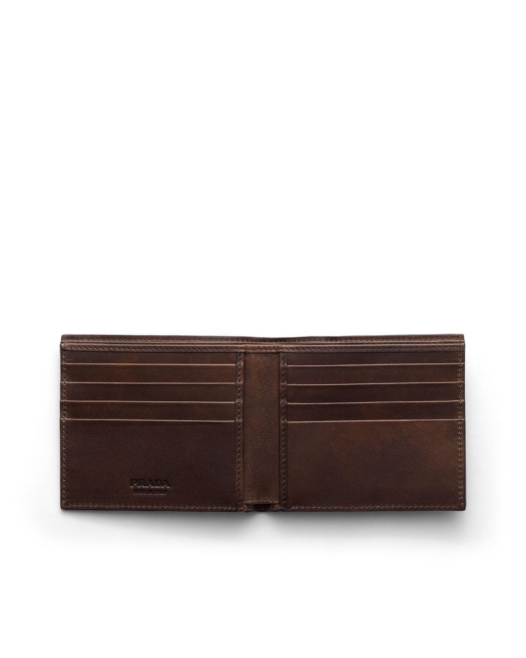 Prada Brown Antiqued Leather Wallet for men