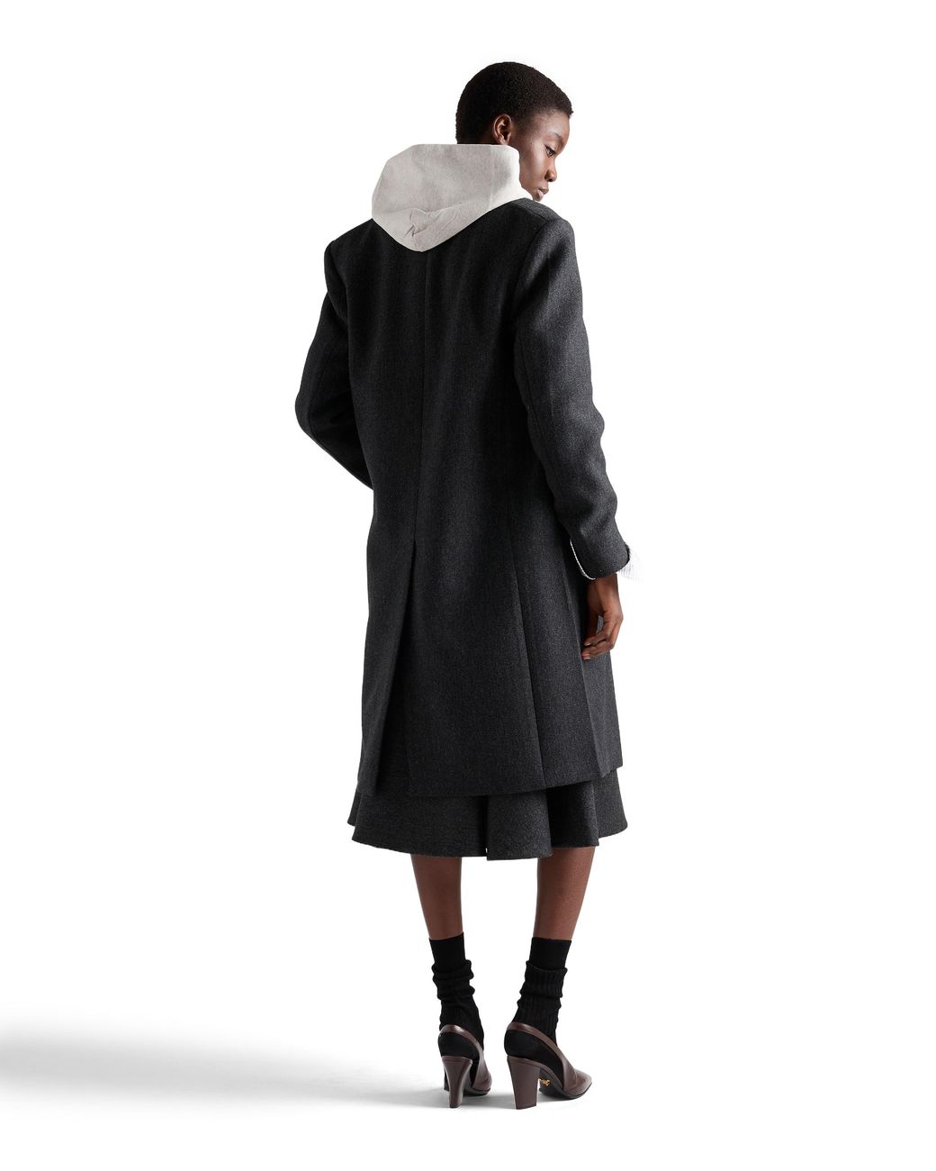 Prada Black Double Wool Midi-Skirt