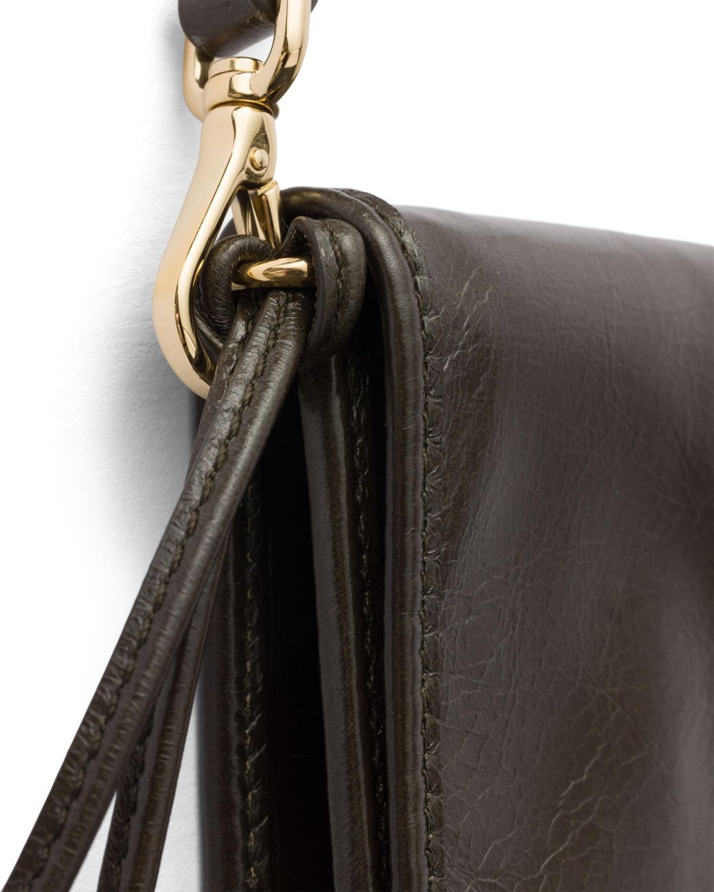 Prada Black Leather Wallet With Shoulder Strap