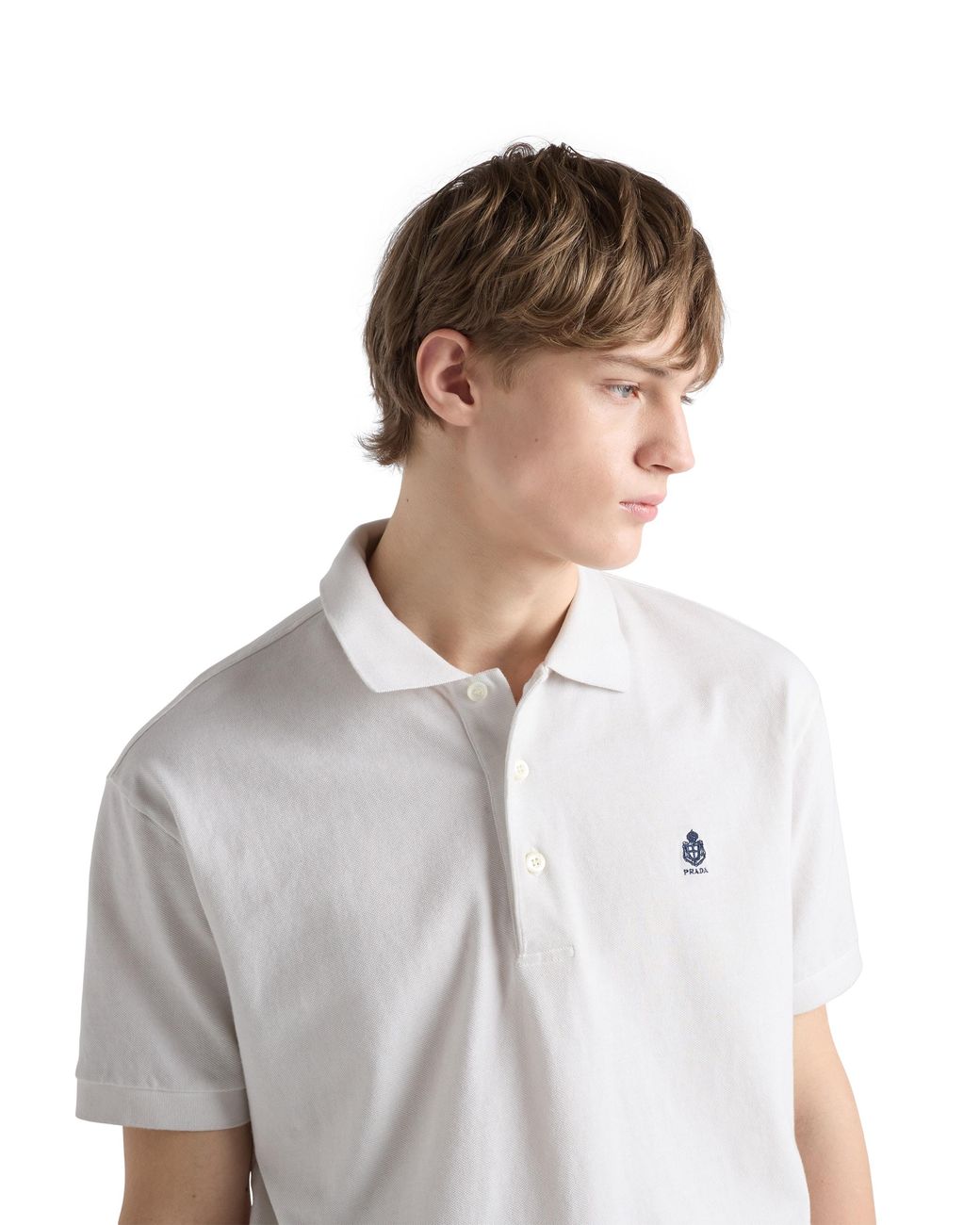 Prada White Garment-Dyed Cotton Polo Shirt for men