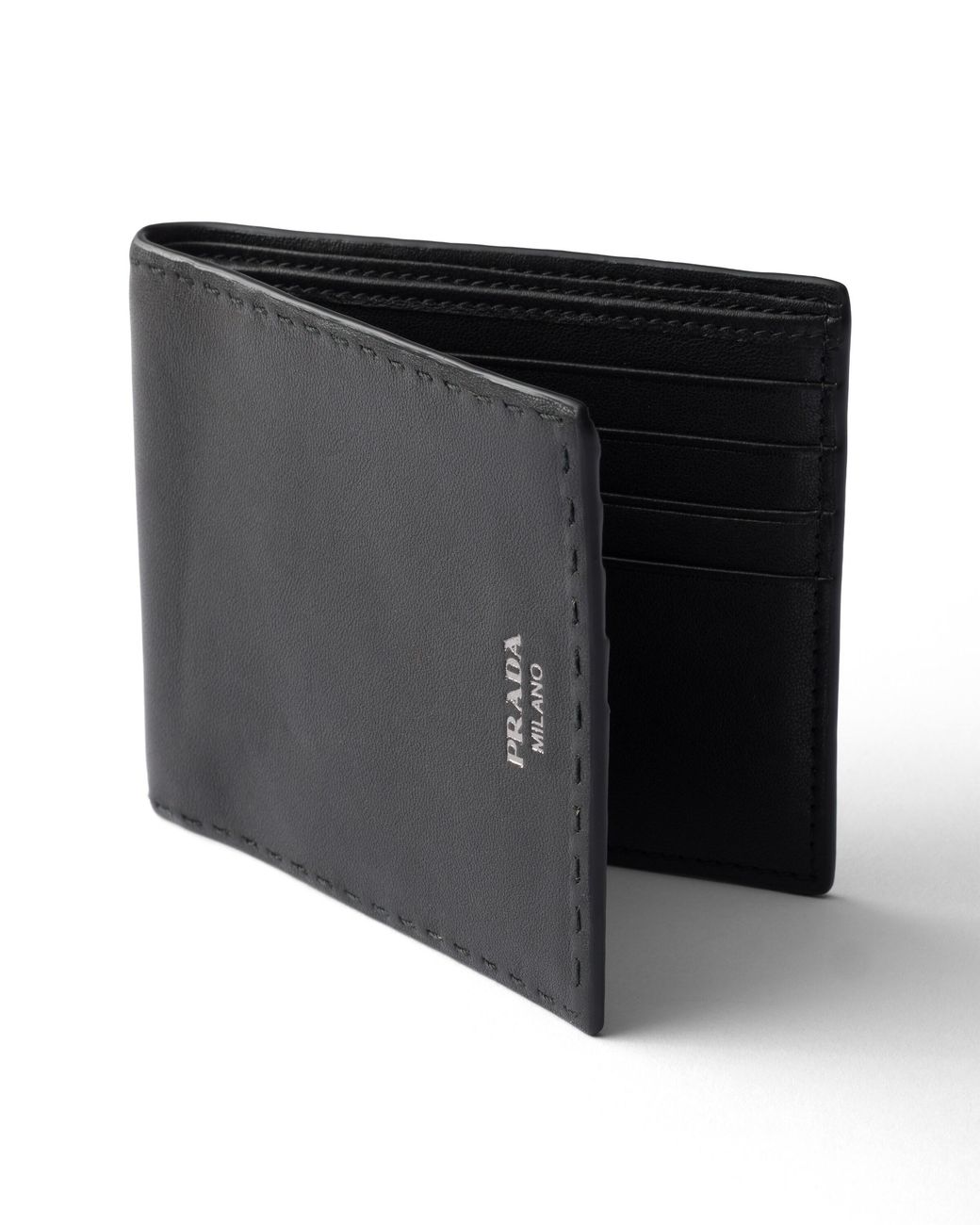 Prada Black Antiqued Leather Wallet for men