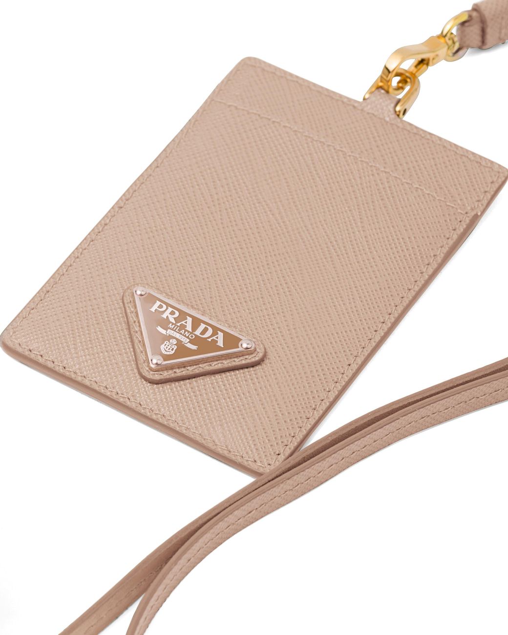 Prada White Saffiano Leather Badge Holder