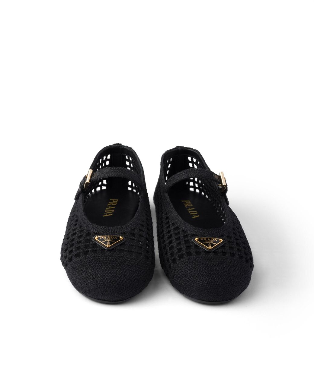Prada Black Crochet Ballerinas, Size 35
