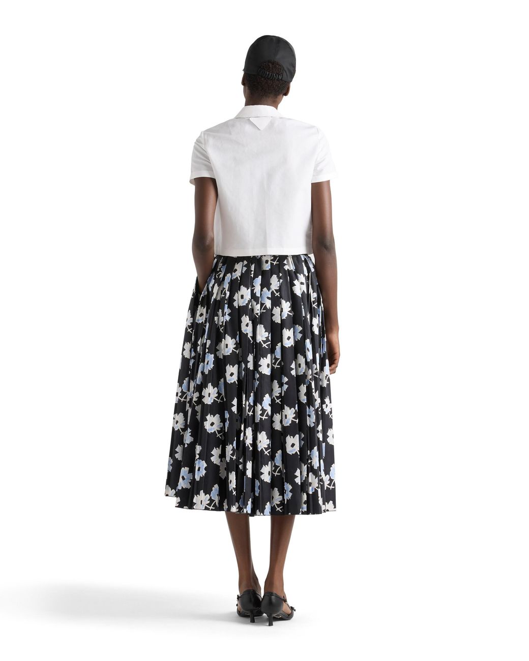 Prada White Pleated Poplin Skirt