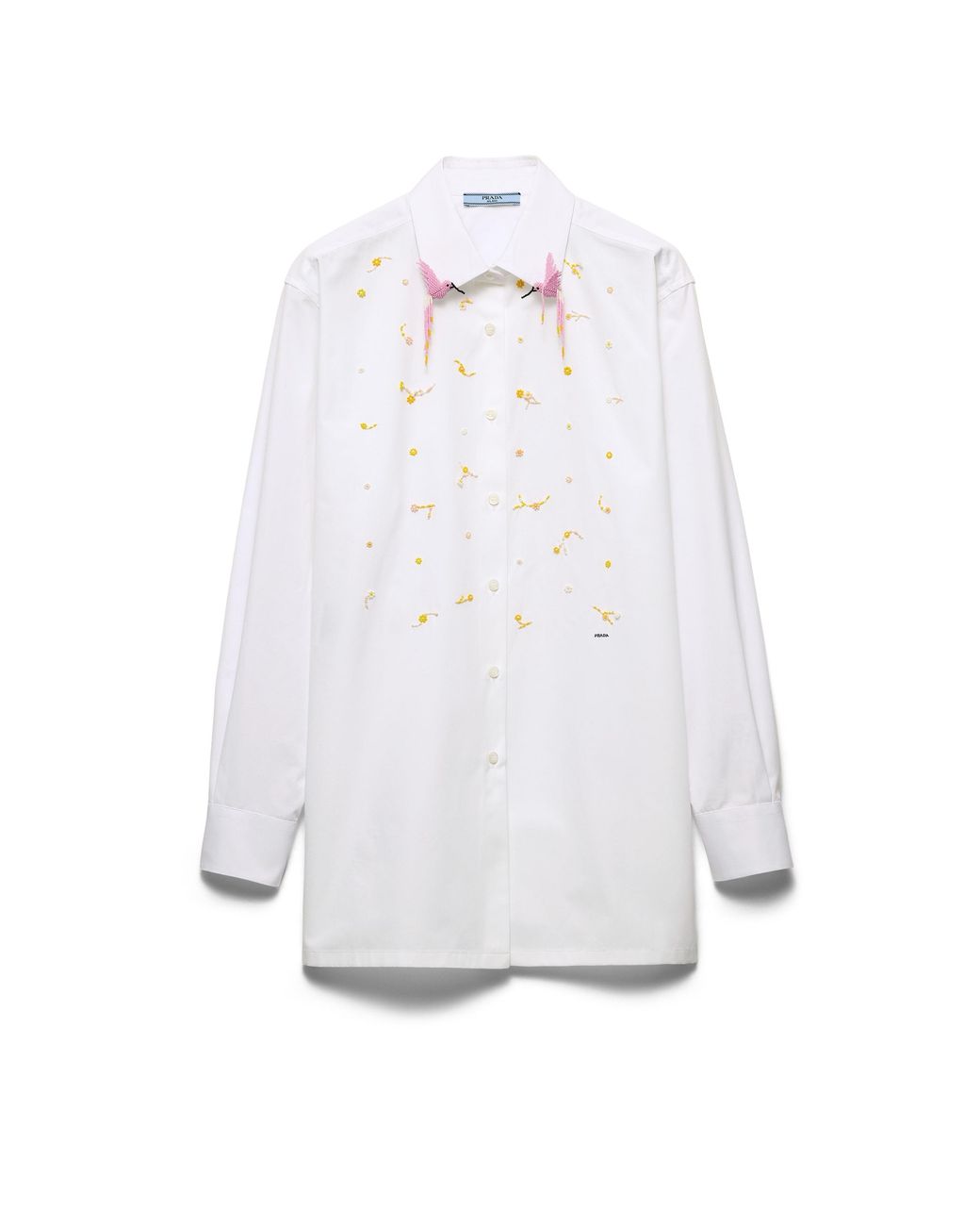Prada White Embroidered Poplin Shirt