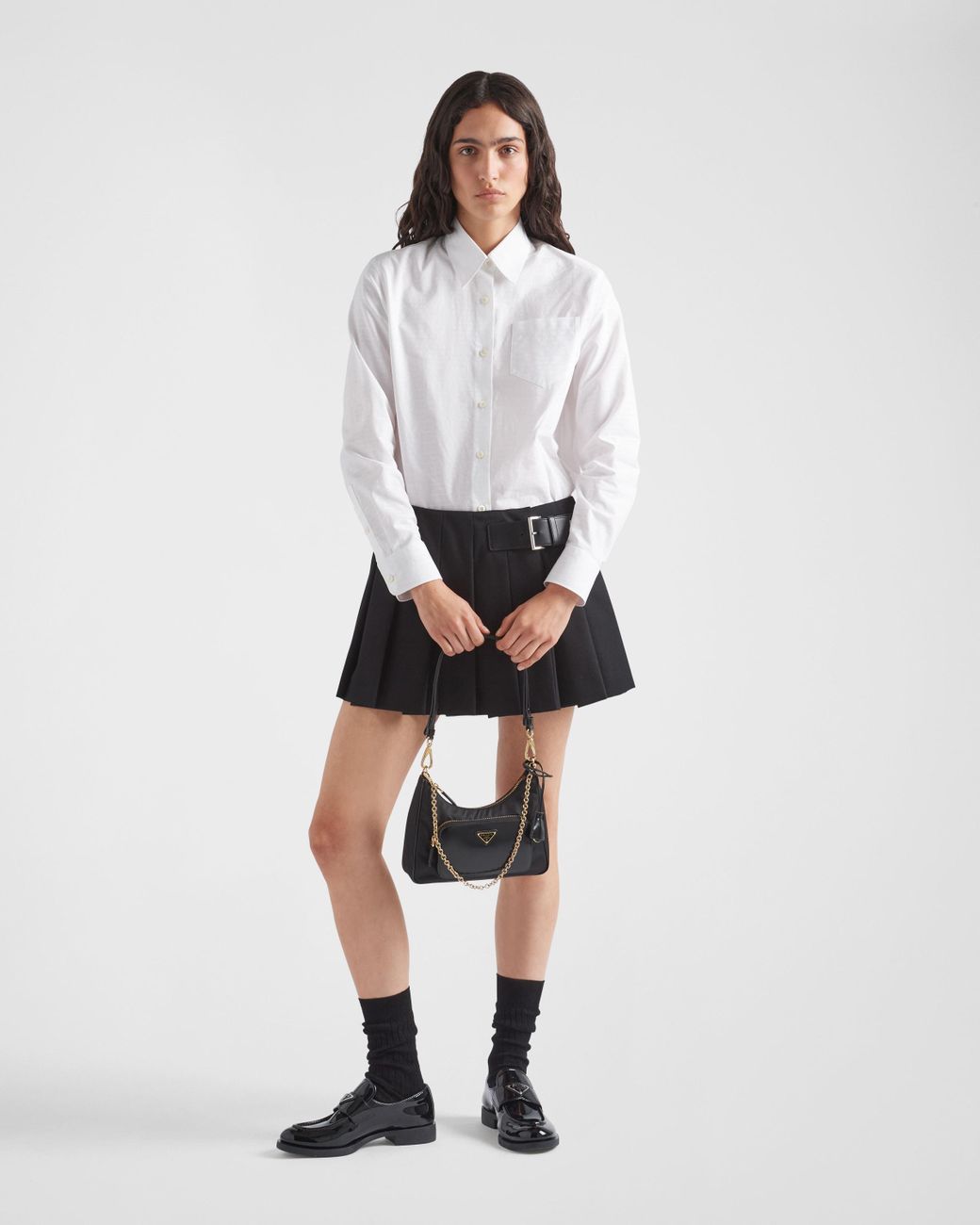 Prada Re-Nylon And Brushed Leather Mini-Bag in White | Lyst