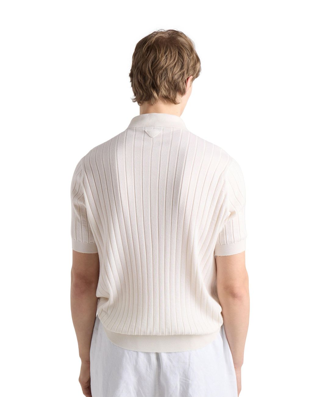 Prada White Cashmere And Silk Polo Shirt for men