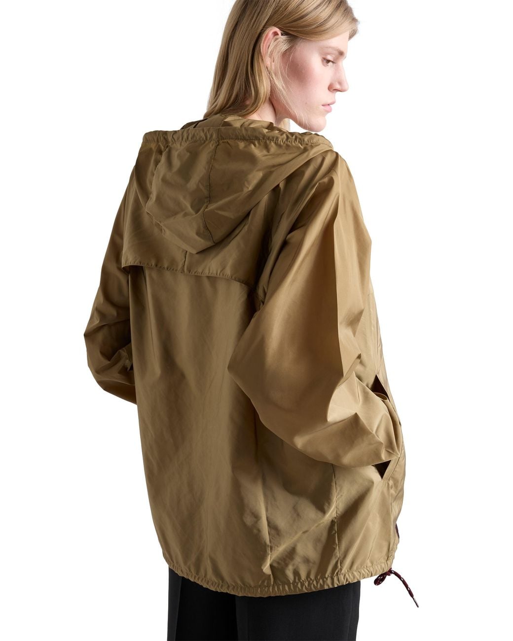 Prada Natural Lightweight Re-Nylon Hooded Raincoat
