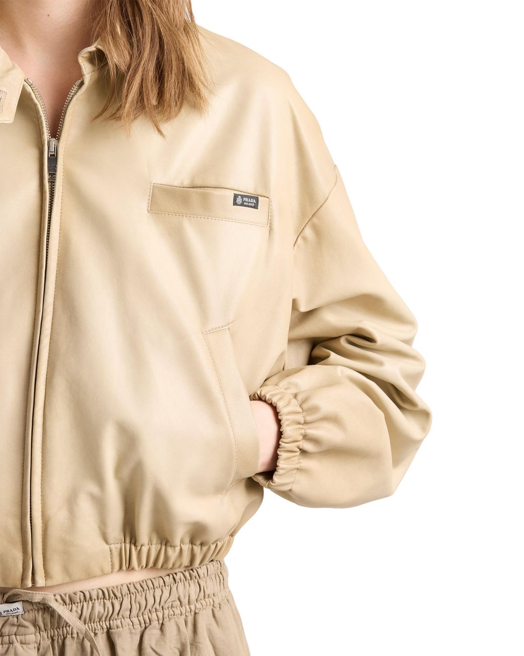 Prada Natural Cropped Nappa Leather Jacket