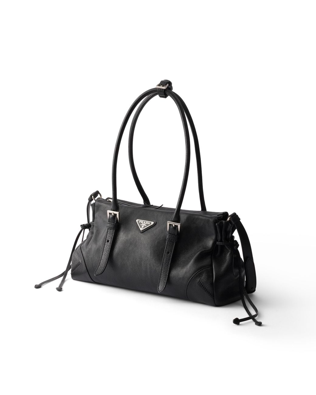 Prada Black Bonnie Medium Antiqued Leather Tote Bag