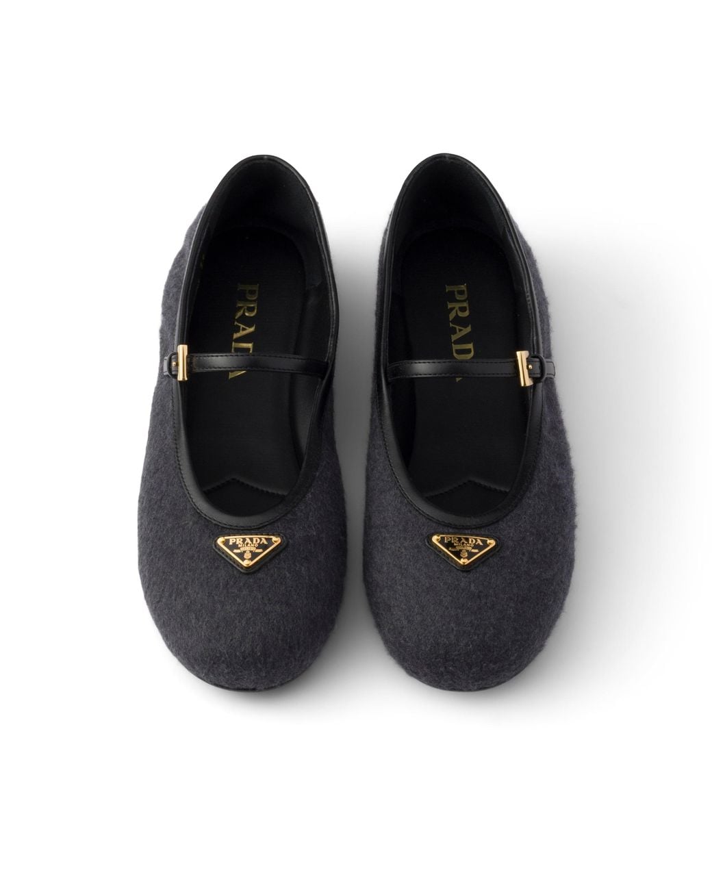 Prada Black Fabric Ballerinas, Anthracite