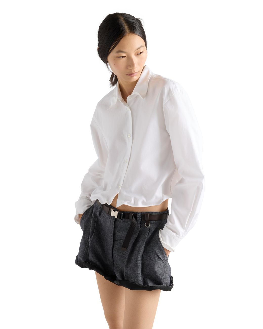 Prada White Shapeable Cotton Shirt