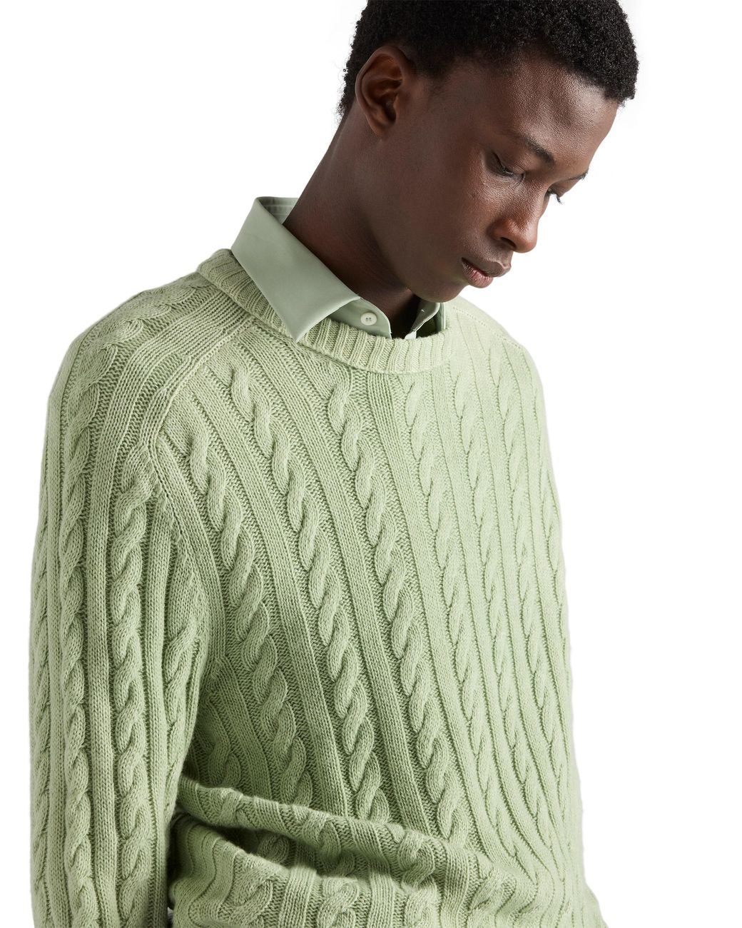 Prada Green Stretch Cotton Shirt for men