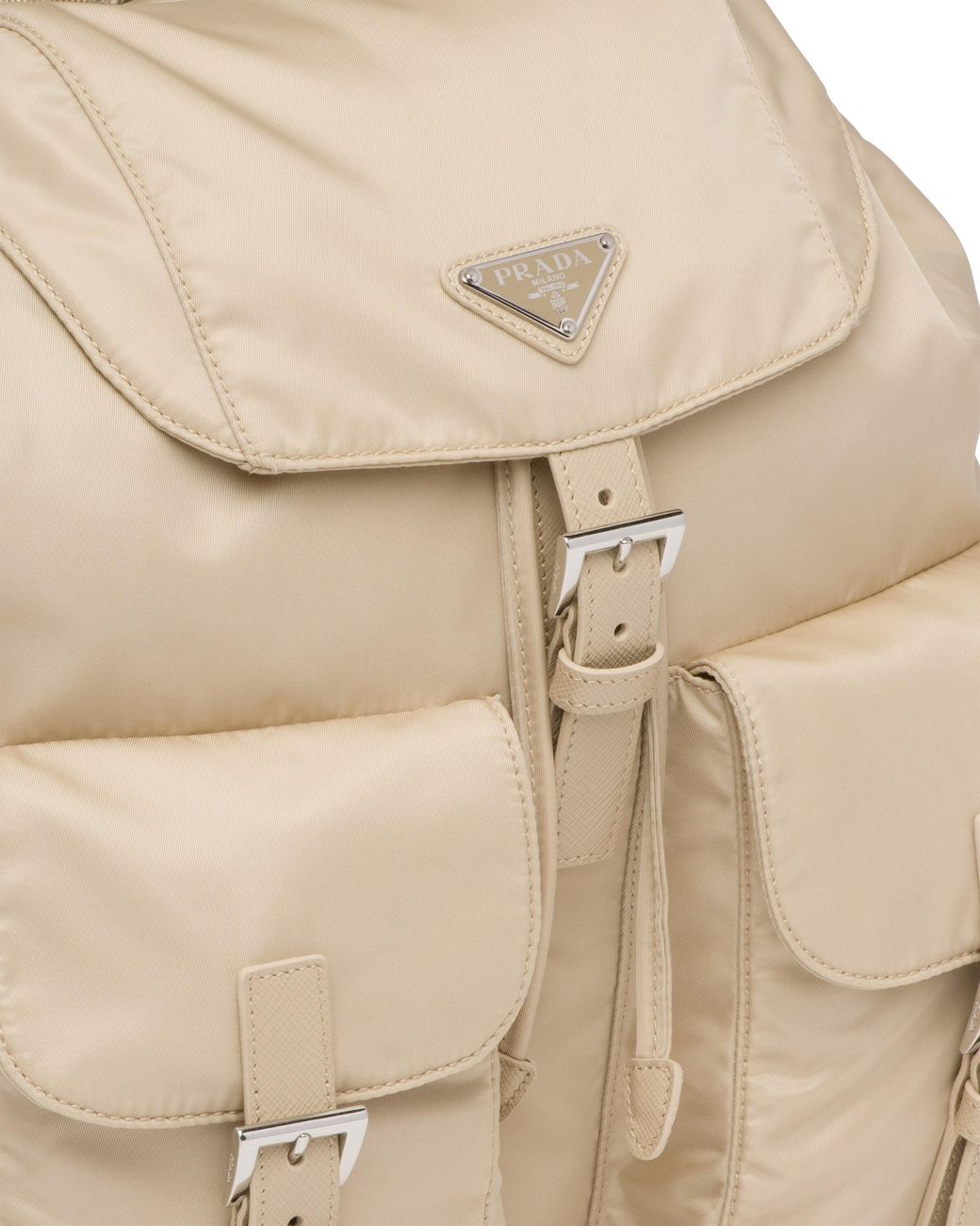 Prada Natural Medium Re-Nylon Backpack With Pouch