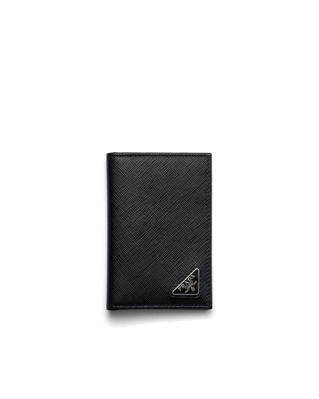 Prada Black Logo-Plaque Leather Bifold Wallet for men