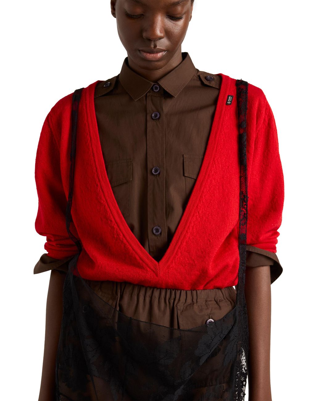 Prada Red Cashmere V-Neck Sweater