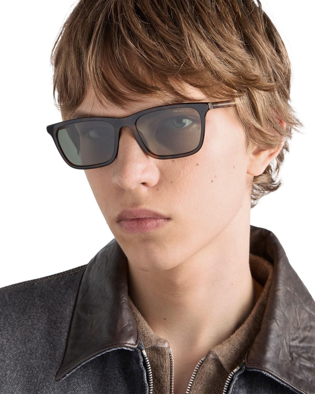 Prada Green Sunglasses With The Iconic Metal Plaque for men