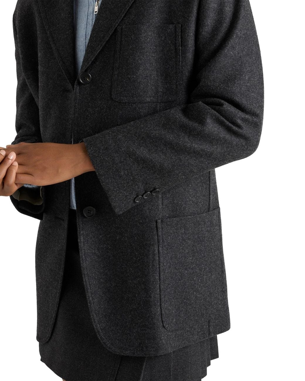 Prada Black Re-Wool Single-Breasted Jacket, Anthracite