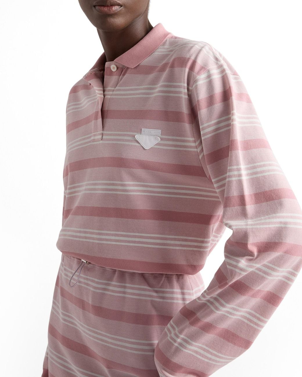 Prada Pink Cotton Piqué Stripe Polo Shirt