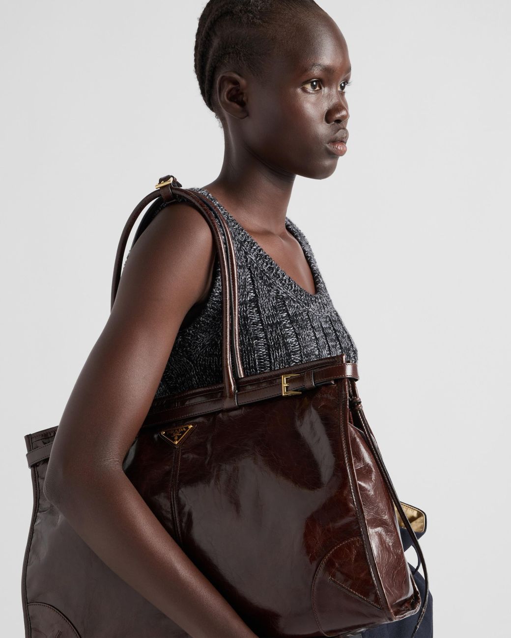 Prada Bonnie Extra Large Leather Handbag in Black | Lyst