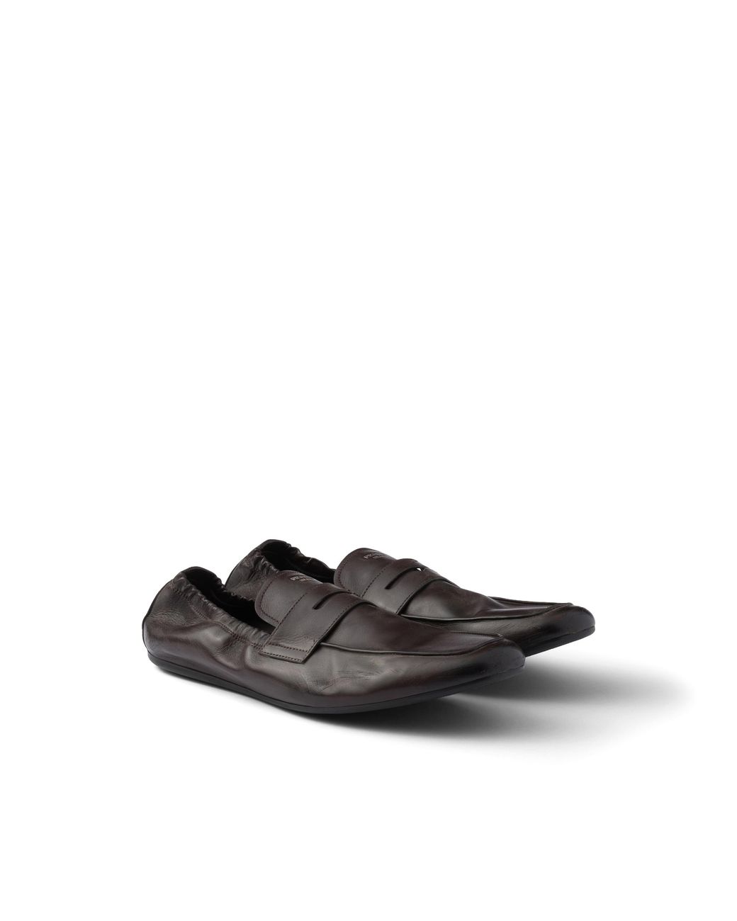 Prada White Shuffle Antiqued Leather Loafers for men