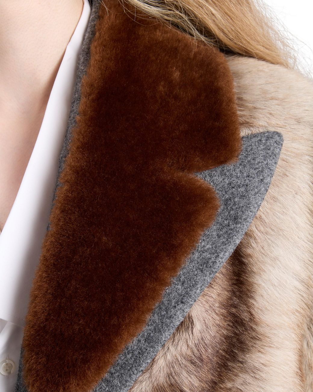 Prada Brown Shearling And Cloth Coat