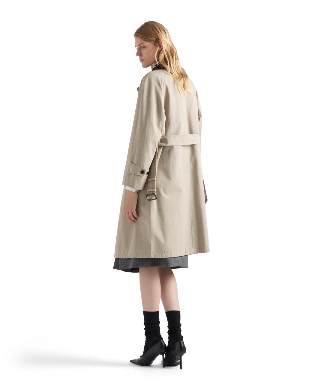 Prada Natural Single-Breasted Old Poplin Coat