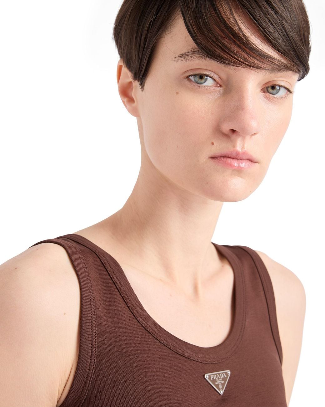 Prada Brown Ribbed Knit Top, Cocoa