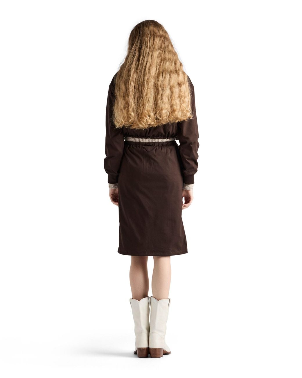 Falda Reversible De Jersey De Algodón Y Re-Nylon, Mujer, Talla Prada de color Brown