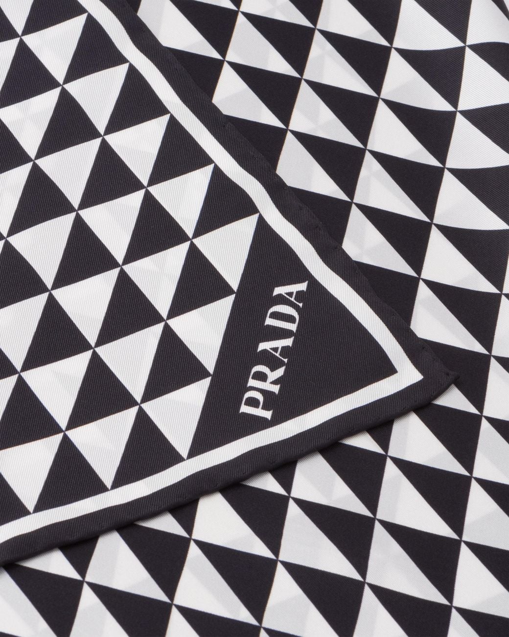 Prada White Printed Silk Twill Scarf 55