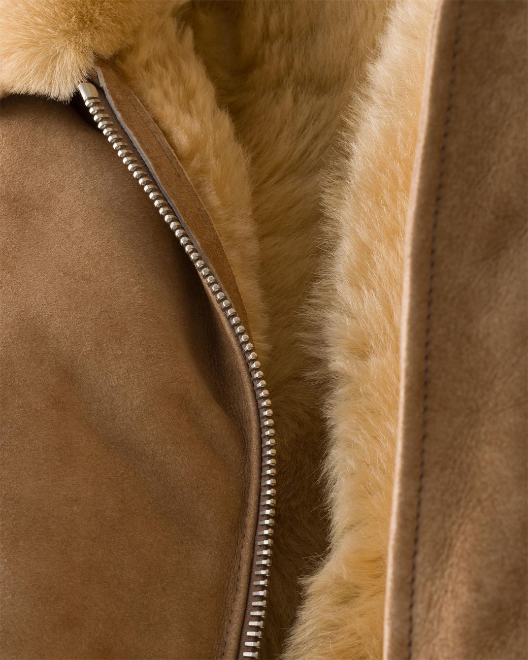 Prada Natural Suede And Shearling Bomber Jacket for men