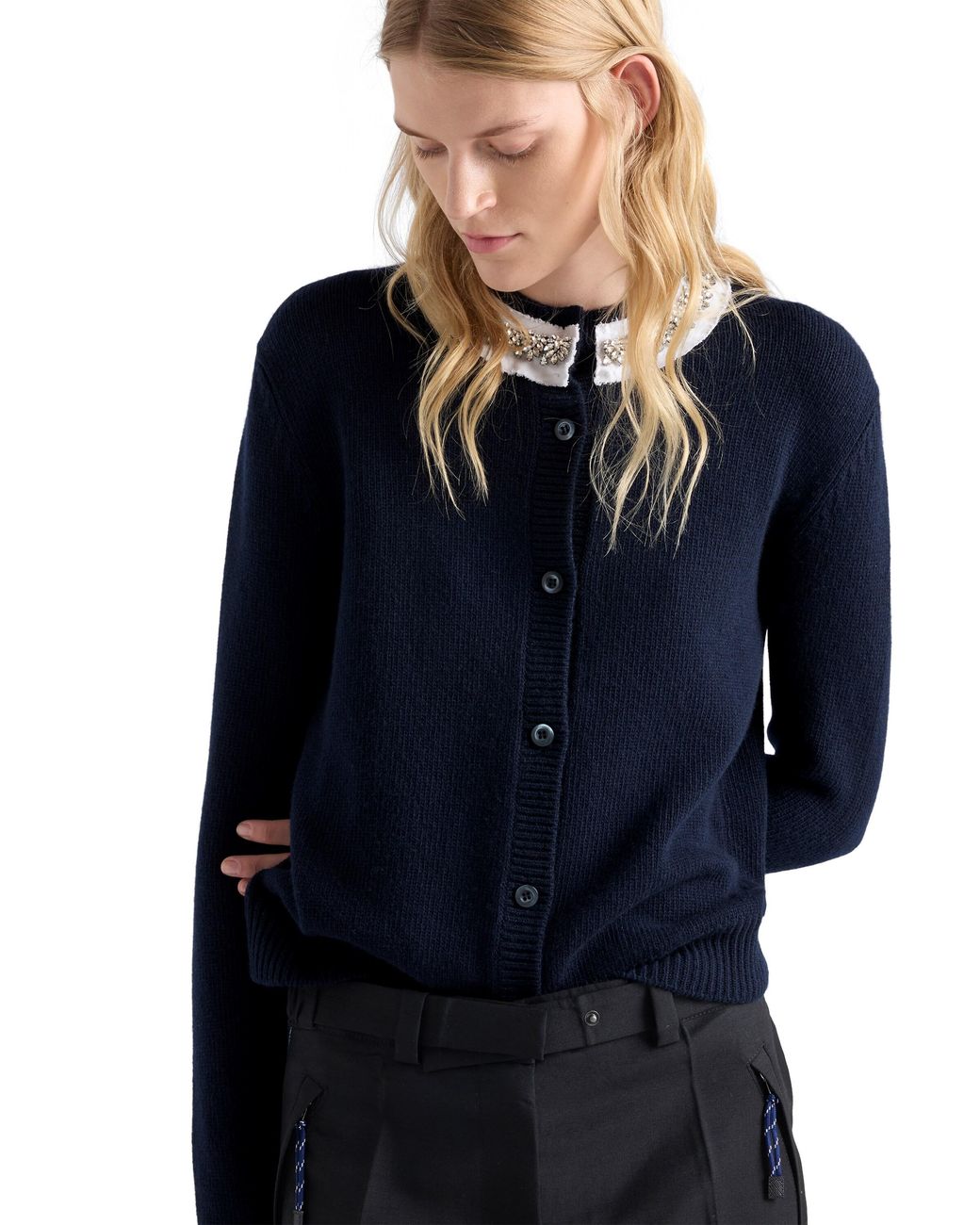 Prada Blue Wool And Cashmere Cardigan