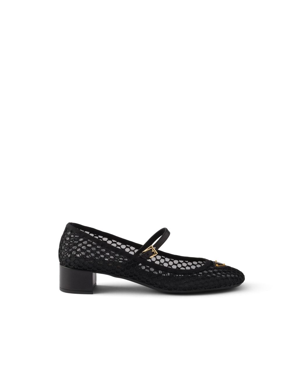 Prada Black Low Heel Mesh Fabric Ballerinas