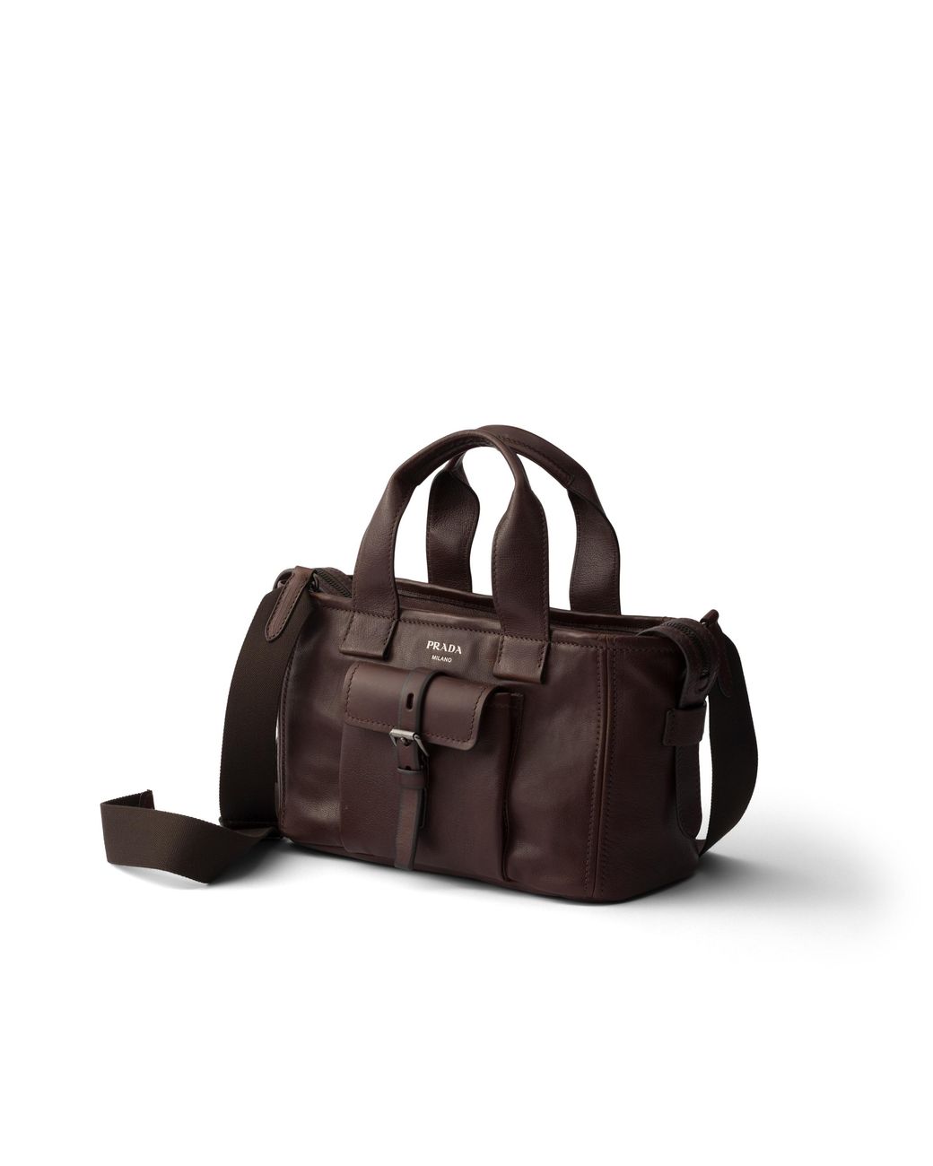 Prada Brown Route Medium Leather Tote Bag, Cocoa