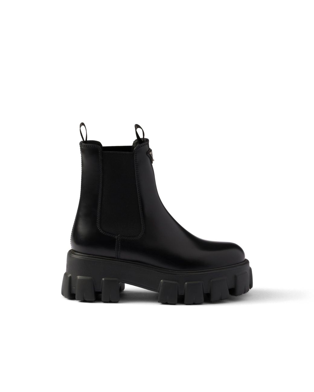 Prada Black Monolith Brushed Leather Chelsea Boots