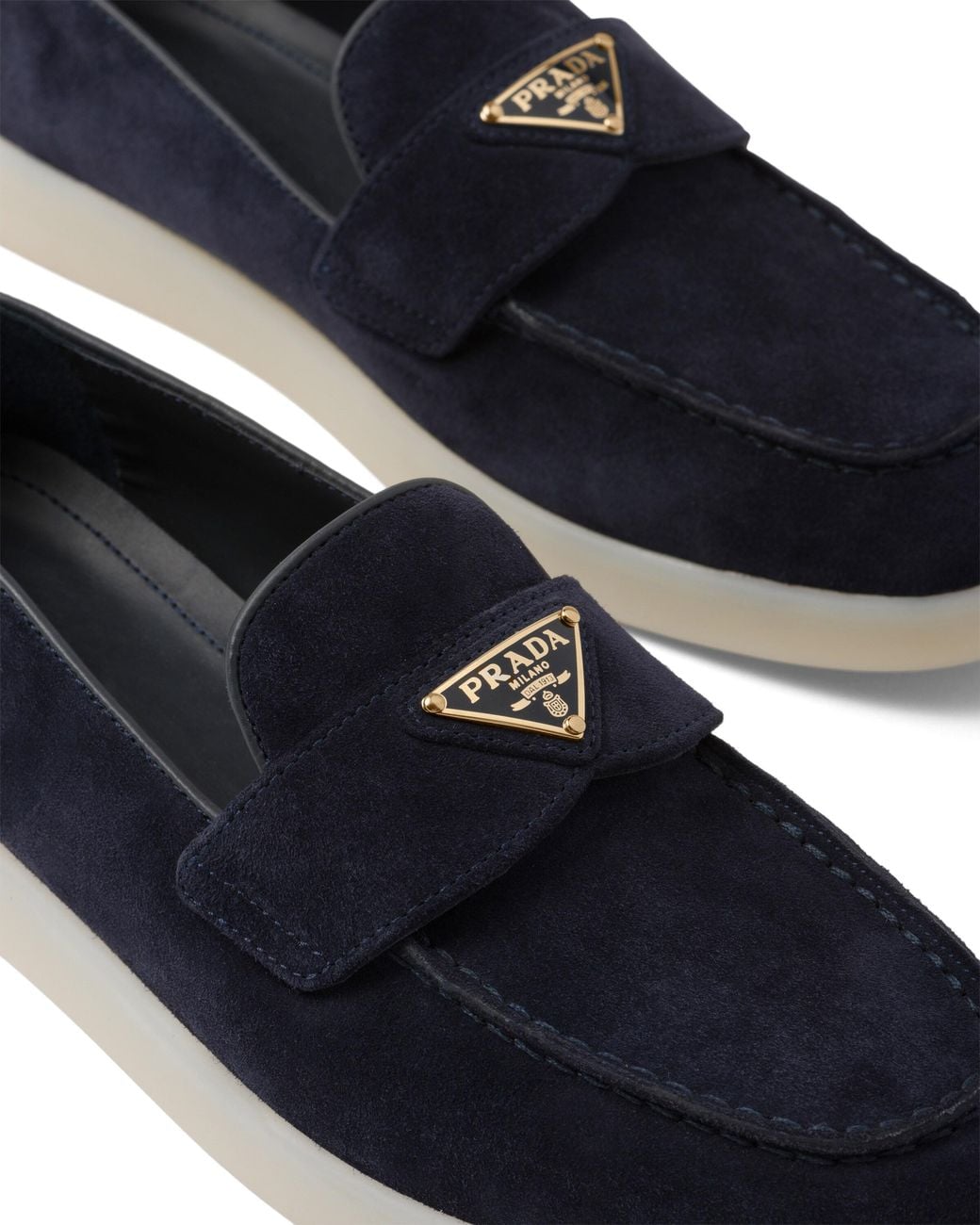 Prada Blue Loafers Saint Tropez Aus Veloursleder