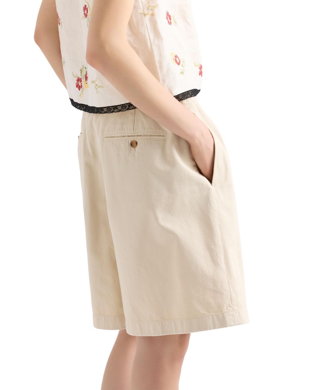 Prada Natural Old Gabardine Bermudas