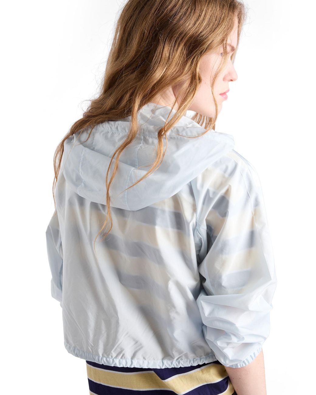 Prada Blue Cropped Re-Nylon Hooded Zip Jacket