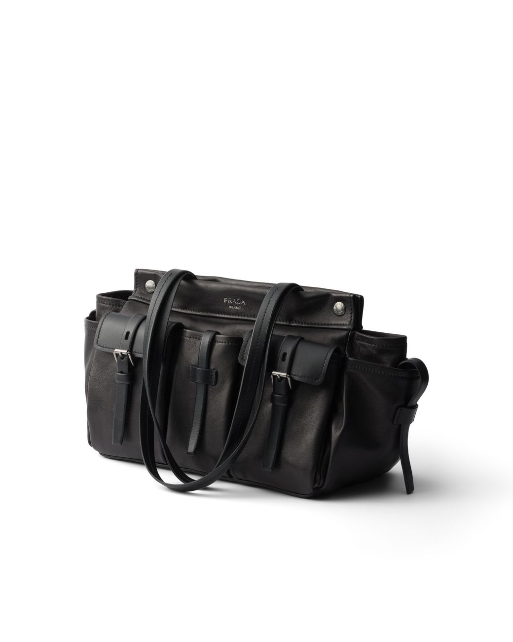 Prada Black Route Large Leather Tote Bag